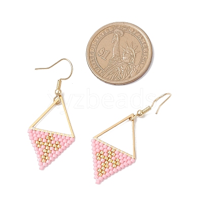 Handmade Glass Seed Beads Rhombus Dangle Earrings EJEW-MZ00542-04-1