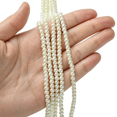 Eco-Friendly Dyed Glass Pearl Round Beads Strands HY-A002-4mm-RB011-1