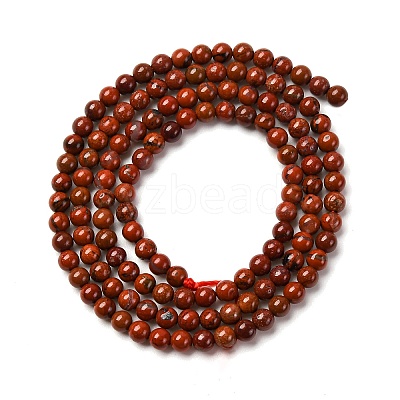 Natural Red Jasper Round Bead Strands G-A130-3mm-08-01-1