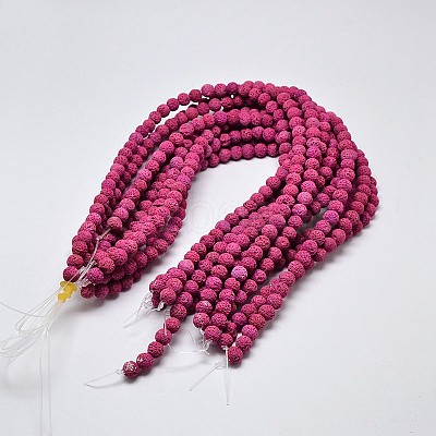 Natural Lava Rock Round Bead Strands G-I124-6mm-05-1