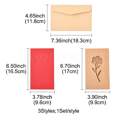 3 Sets Kraft Paper Greeting Cards AJEW-FS0001-27B-1
