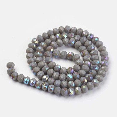 Electroplate Opaque Solid Color Glass Beads Strands EGLA-A034-P8mm-L13-1