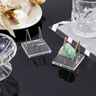 2Pcs 2 Colors Square Transparent Acrylic Mineral Crystal Display Stands ODIS-FG0001-60A-1