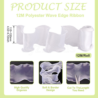 12M Polyester Wave Edge Ribbon DIY-TA0012-80-1