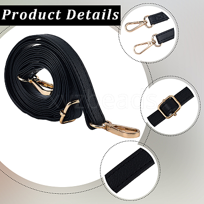 1Pc Black PU Imitation Leather Adjustable Bag Straps AJEW-CL0002-19KCG-1