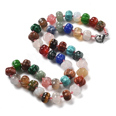 Pumpkin Natural & Synthetic Gemstone Beaded Necklace G-P563-06-1