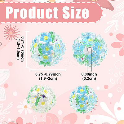 5Pcs Handmade Polymer Clay Rhinestone Beads with Resin RESI-YW0005-95A-1