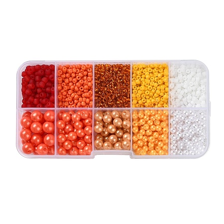 DIY 10 Grids ABS Plastic & Glass Seed Beads Jewelry Making Finding Beads Kits DIY-G119-01D-1
