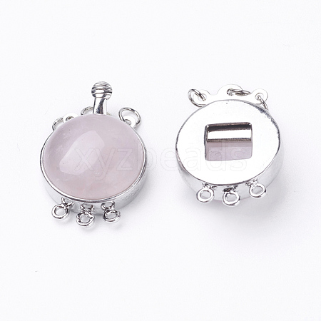 Natural Rose Quartz Box Clasps G-E427-13P-1