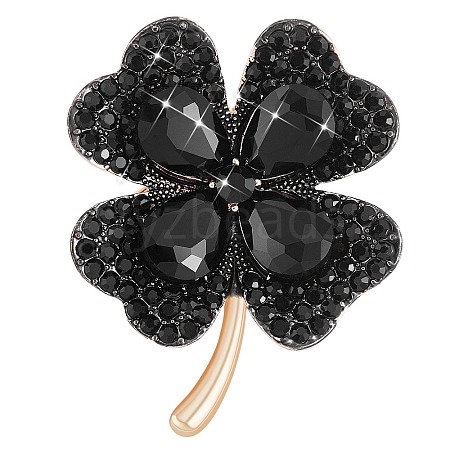 Cubic Zirconia Clover Brooch Pin JBR105F-1