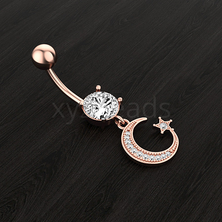 Moon and Star 304 Stainless Steel Belly Rings WG8A92B-02-1