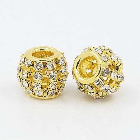 Brass Rhinestone European Beads RB-I066-01G-1