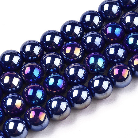 Electroplate Opaque Glass Beads Strands GLAA-T032-P8mm-AB03-1