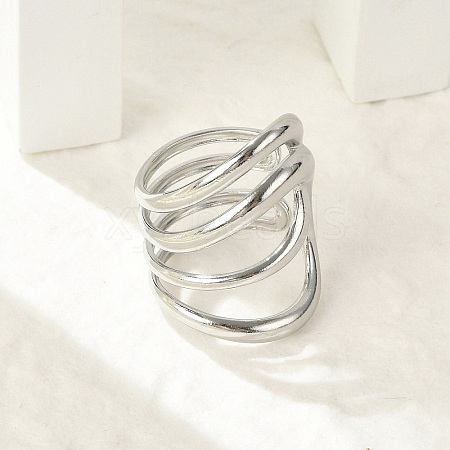 304 Stainless Steel Multi-layer Cuff Rings for Women RJEW-G338-16P-1