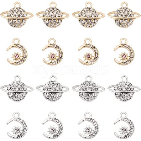 Unicraftale 32Pcs 4 Style Alloy Rhinestone Pendants FIND-UN0001-36-1