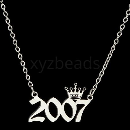 Crown Birth Year 201 Stainless Steel Pendant Necklaces for Women FS-WG4E8F2-68-1