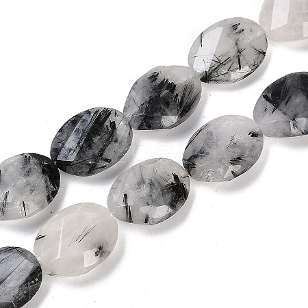 Natural Tourmalinated Quartz Beads Strands G-B125-P04-01-1