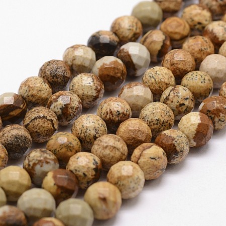 Natural Picture Jasper Beads Strands G-G736-27-10mm-1