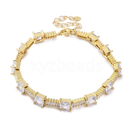 Brass Micro Pave Cubic Zirconia Bracelets BJEW-R100-03G-1