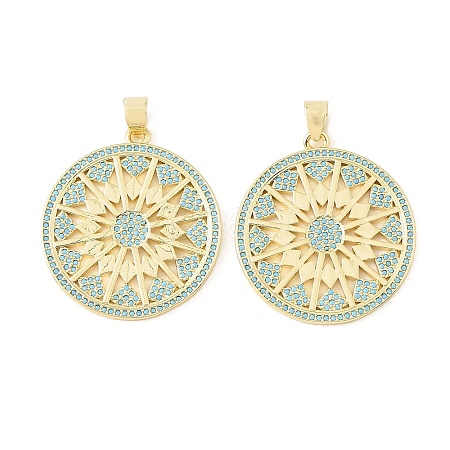 Brass Micro Pave Sky Blue Cubic Zirconia Pendants CU-CBA9CBD-14G-1