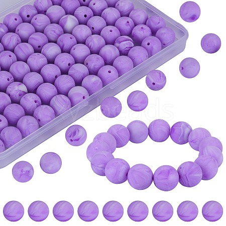 80Pcs Round Silicone Focal Beads SIL-SZ0001-24-30-1