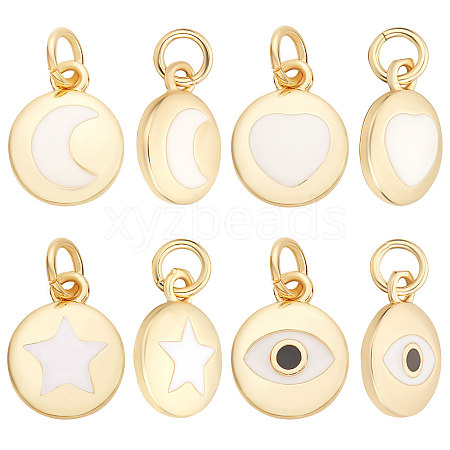 Beebeecraft 16Pcs 4 Style Brass Enamel Charms KK-BBC0003-53-1