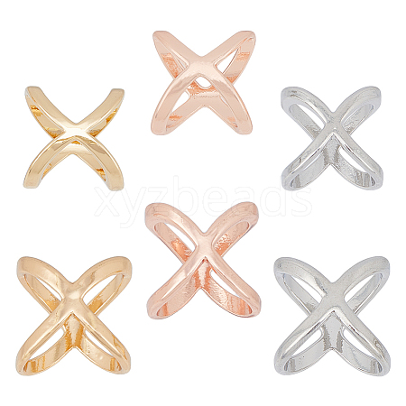 DICOSMETIC 6Pcs 6 Styles Alloy Scarf Buckle Criss Cross Ring JEWB-DC0001-12-1
