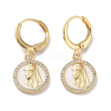 Real 18K Gold Plated Brass Dangle Leverback Earrings EJEW-L269-003G-04-1