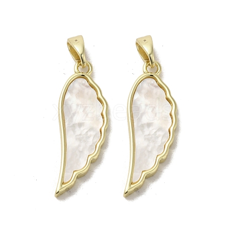 Brass Pave Shell Pendants KK-I708-14A-G-1