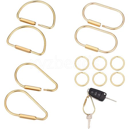 CHGCRAFT 12Pcs 4 Styles Brass Keychain Clasps FIND-CA0005-87-1