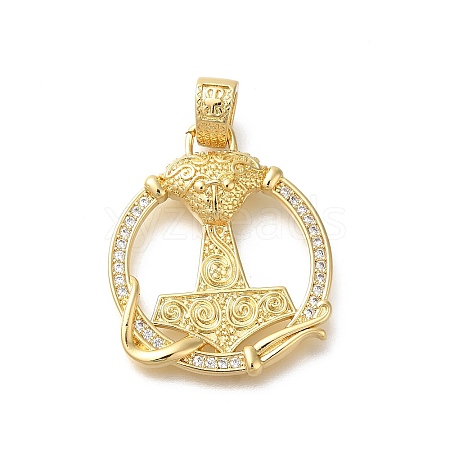 Rack Plating Brass with Cubic Zirconia Pendants KK-Z086-55G-1