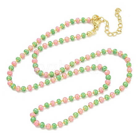 Brass Enamel Link Chain Necklaces NJEW-H039-01G-03-1