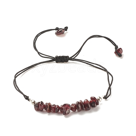 Natural Garnet Chips Braided Bead Bracelet X-BJEW-JB08019-12-1