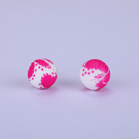 Printed Round Silicone Focal Beads SI-JX0056A-194-1