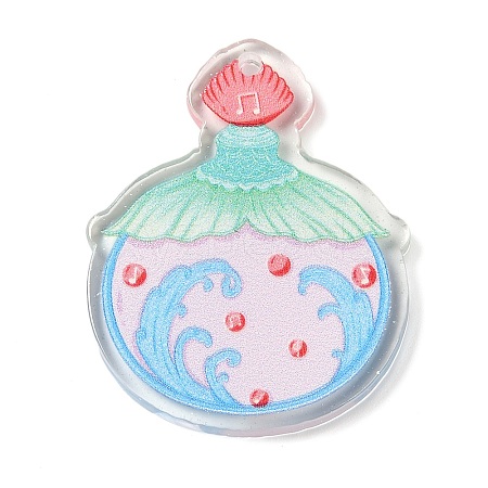 Transparent Printed Acrylic Pendants OACR-Q085-01D-1