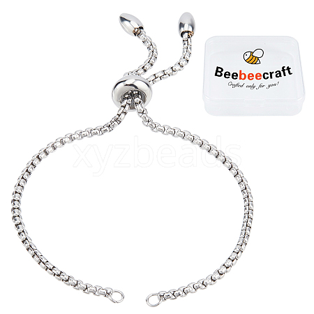 Beebeecraft 10Pcs Adjustable 304 Stainless Steel Slider Bracelets Making KK-BBC0001-03-1