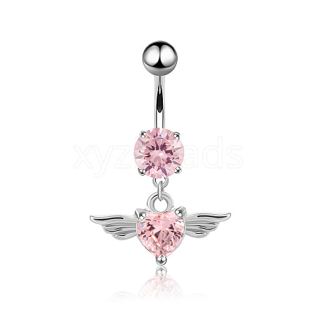 Piercing Jewelry Stainless Steel Micro Pave Cubic Zirconia Split Navel Ring Belly Rings WG4019F-03-1