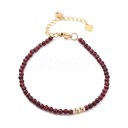 Mozambique Import Natural Garnet Round Beaded Bracelets for Women BJEW-B095-02-1