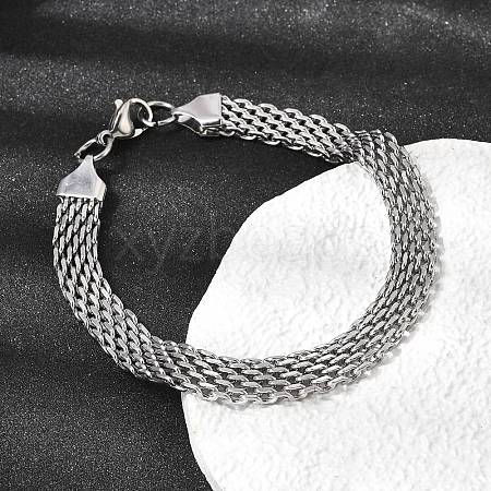201 Stainless Steel Link Chain Bracelets for Women Men STAS-T077-20P-02-1