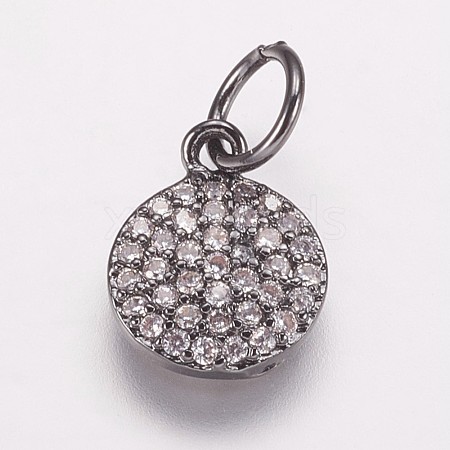 Brass Cubic Zirconia Pendants ZIRC-K070-21B-1