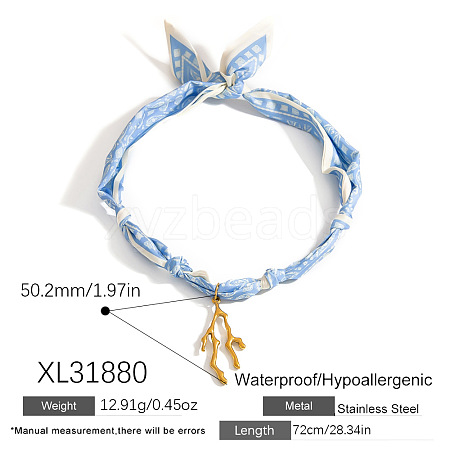 304 Stainless Steel Pendant Printed Scarf Necklaces FS-WGD2FA8-06-1