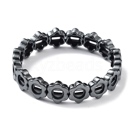 Non-Magnetic Synthetic Hematite Beaded Stretch Bracelets BJEW-H589-02A-1