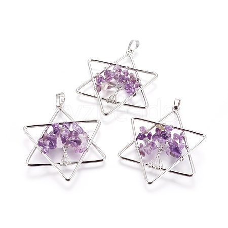 Natural Amethyst Pendants KK-P180-A03-P-1