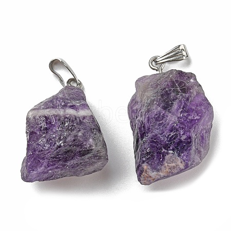 Raw Rough Natural Amethyst Pendants G-M405-02P-07-1