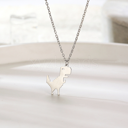 Cute Stainless Steel Pixel Dinosaur Pendant for Women's Daily Wear EK2833-2-1