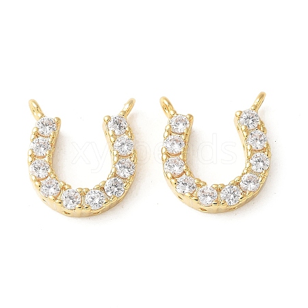 Brass Micro Pave Clear Cubic Zirconia Horseshoe Charms KK-Q031-40G-01-1