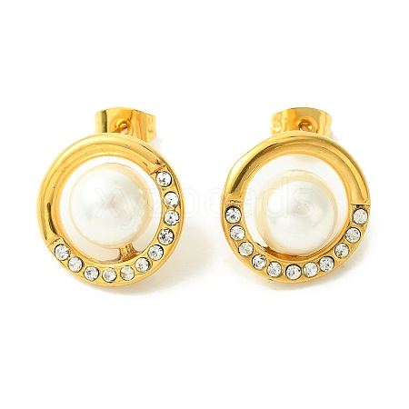 PVD Vacuum Plating 304 Stainless Steel Crystal Rhinestone Stud Earrings EJEW-L284-11G-1