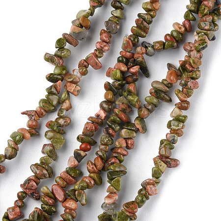 Natural Unakite Beads Strands G-G0003-B13-1