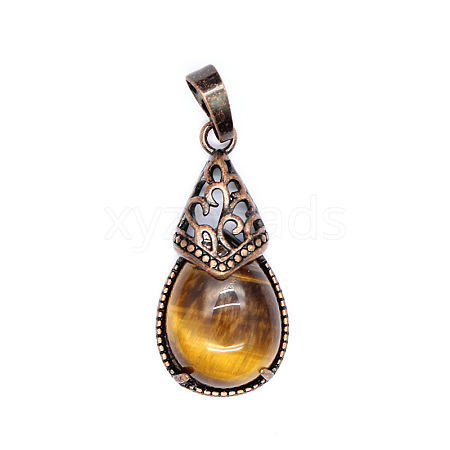 Retro Hollow Natural Tiger Eye  Pendants PW-WGBA09F-03-1