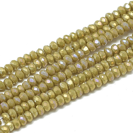 Electroplate Opaque Solid Color Glass Beads Strands EGLA-Q112-B08-1